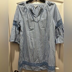 Crown & Ivy Blue Striped Long Sleeve Dress